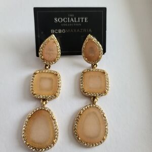 BCBGMAXAZRIA Gold and Cream Earrings